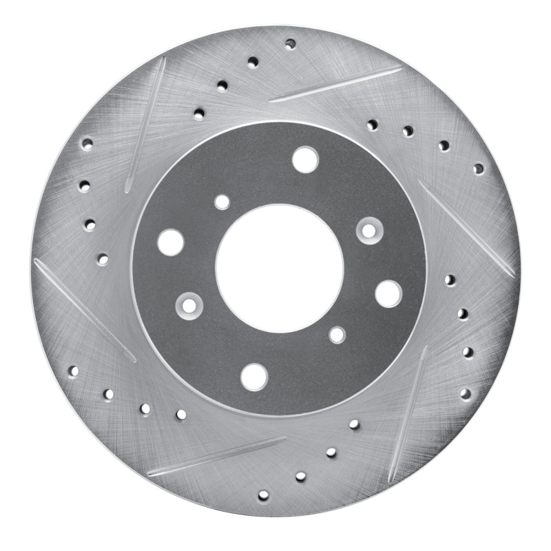 Acura CL Brake Rotor (1) - Front Left - R1 Concepts - Drilled & Slotted - Silver - `98-`02